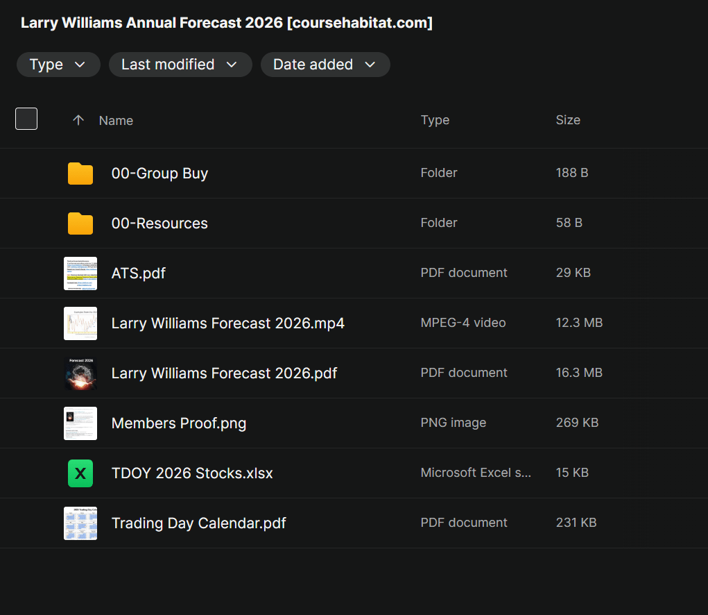 Larry Williams iReallyTrade Annual Forecast 2026 Report download